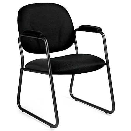 Global® Solo™ Fabric Guest Chairs With Arms, 34"H x 22"W x 25"D, Black, Carton Of 2