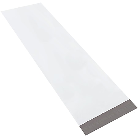 Partners Brand 18" x 51" Long Poly Mailers, White, Case Of 25 Mailers