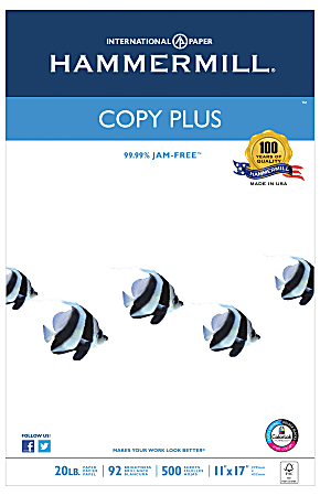 Hammermill® Copy Plus MP Paper, Ledger Paper, 20 Lb, Ream Of 500 Sheets