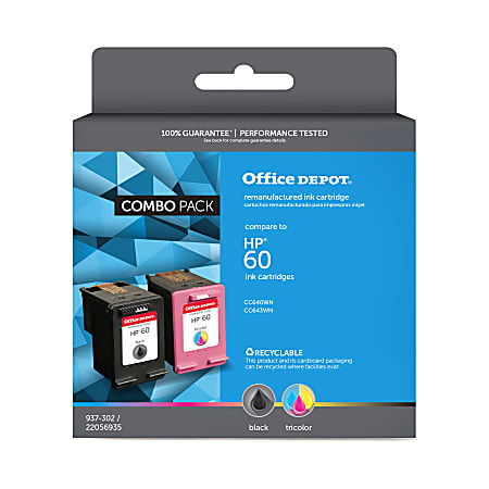 Office Depot® Brand Remanufactured Black And Tri-Color Ink Cartridge Replacement For HP 60, Pack Of 2, OD60KC