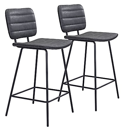 Zuo Modern Boston Counter Stools, Vintage Black, Set Of 2 Stools