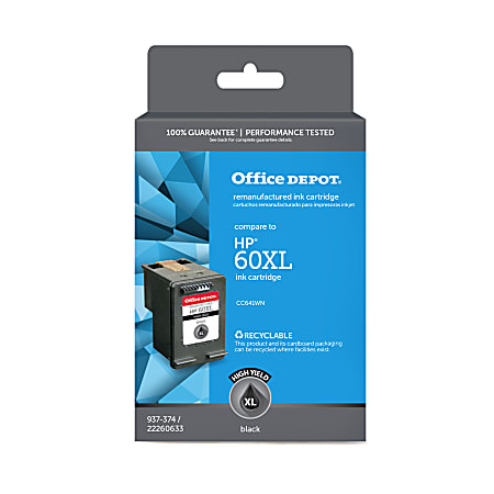 Office Depot® Brand OD60XLK Remanufactured High-Yield Black Ink Cartridge Replacement For HP 60XL