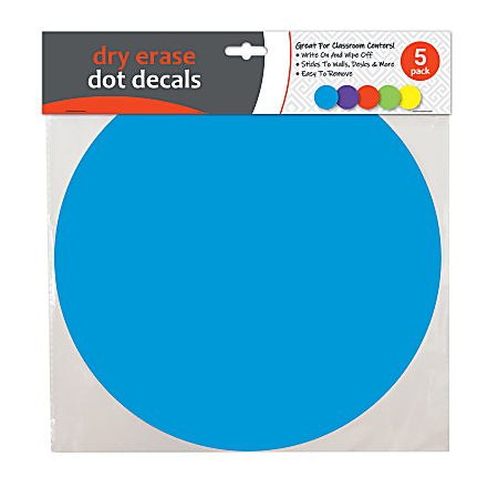 C-Line® Dry-Erase Stickers, 11" x 11", Assorted Colors, Pack Of 5 Stickers