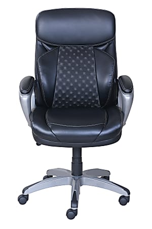 Serta® Accucell Faux Leather Mid-Back Chair, Black/Silver