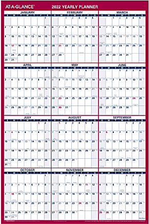 AT-A-GLANCE® Vertical/Horizontal Reversible Erasable Wall Calendar, 36" x 24", January To December 2022, PM2628