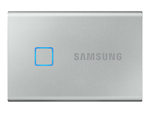 Samsung T7 Touch MU-PC500S - SSD - encrypted - 500 GB - external (portable) - USB 3.2 Gen 2 (USB-C connector) - 256-bit AES - silver