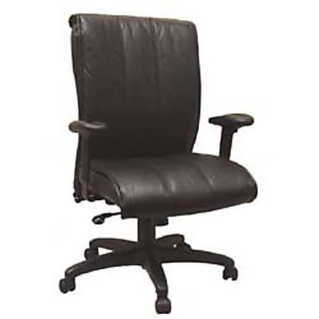 Office Depot® Brand Lars High-Back Leather Chair, 44 3/4"H x 27"W x 27 1/2"D, Black Frame, Black Leather