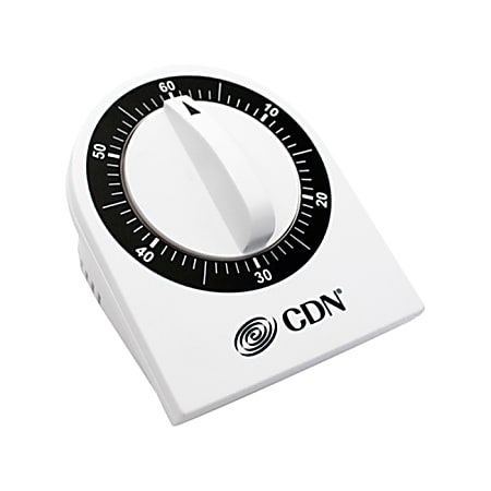 CDN 60-Minute Mechanical Cooking Timer, 2 1/2", White