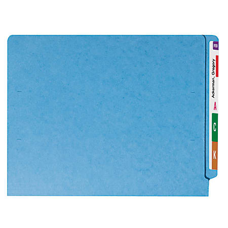 Smead® Color End-Tab Folders, Straight Cut, Letter Size, Blue, Box Of 100