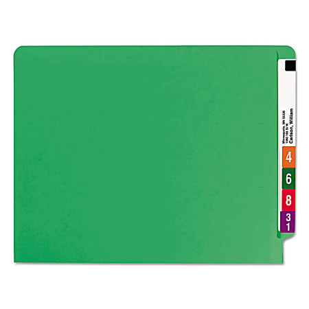 Smead® Color End-Tab Folders, Straight Cut, Letter Size, Green, Box Of 100