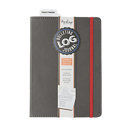 Markings by C.R. Gibson® Bulletin Log Journal, 6" x 8 1/2", 240 Pages (120 Sheets), Gray