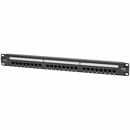 Eaton Tripp Lite Series Cat6 24-Port Patch Panel - PoE+ Compliant, 110/Krone, 568A/B, RJ45 Ethernet, 1U Rac - N252P24