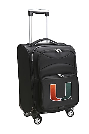 Denco Sports Luggage Expandable Upright Rolling Carry-On Case, 21" x 13 1/4" x 12", Black, Miami Hurricanes