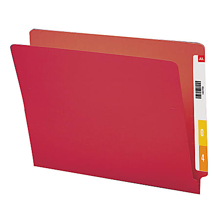 Smead® Color End-Tab Folders, Straight Cut, Letter Size, Red, Box Of 100