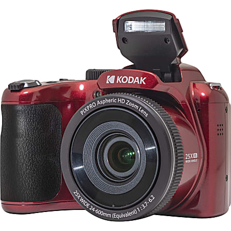 Kodak PIXPRO AZ255 16.4 Megapixel Compact Camera - Red - 1/2.3" BSI CMOS Sensor - Autofocus - 3"LCD - AZ255RD
