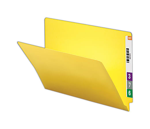 Smead&reg; Color End-Tab Folders, Straight Cut, Letter Size, Yellow, Box Of 100