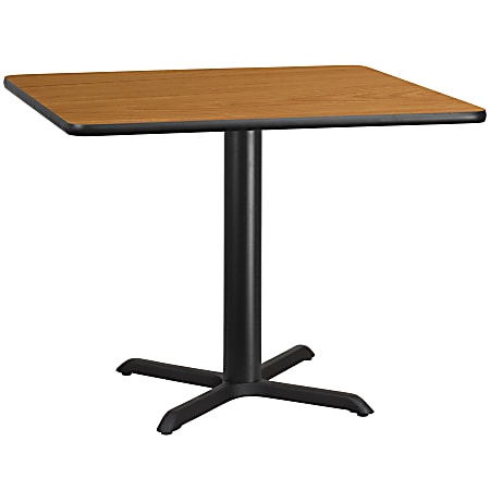 Flash Furniture Laminate Square Table Top With Table-Height Base, 31-1/8"H x 42"W x 42"D, Natural/Black