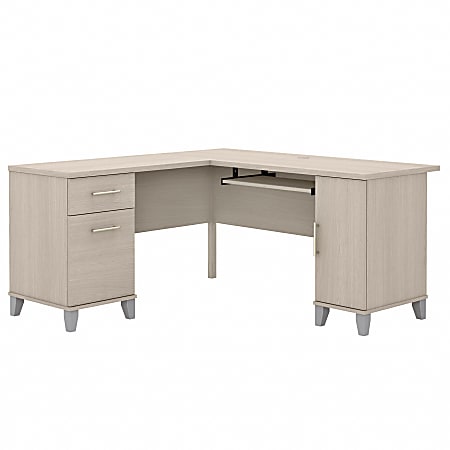 Bush Business Furniture Somerset 60"W L-Shaped Corner Desk With Storage, Sand Oak, Standard Delivery