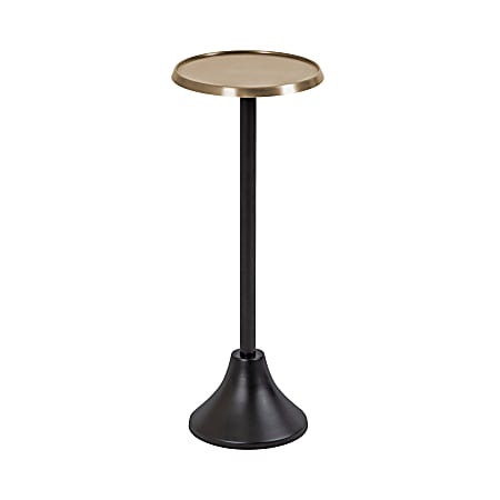 Kate and Laurel Sanzo Iron Round Drink Table, 23"H x 9"W x 9"D, Antique Brass/Black