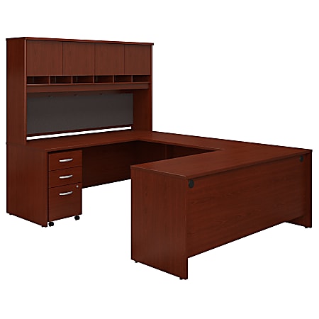 Bush Business Furniture Components 72"W U-Shaped Desk With Hutch And Storage, Mahogany, Standard Delivery