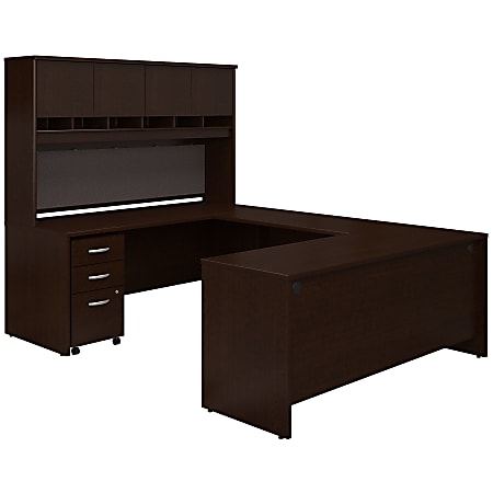 Bush Business Furniture Series C Components 72"W U-Shaped Corner Desk With Hutch And Storage, Mocha Cherry, Standard Delivery