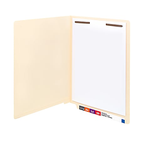 Smead® Reinforced End-Tab Folders, 1 Fastener, Straight Cut, Letter Size, Manila, Box Of 50