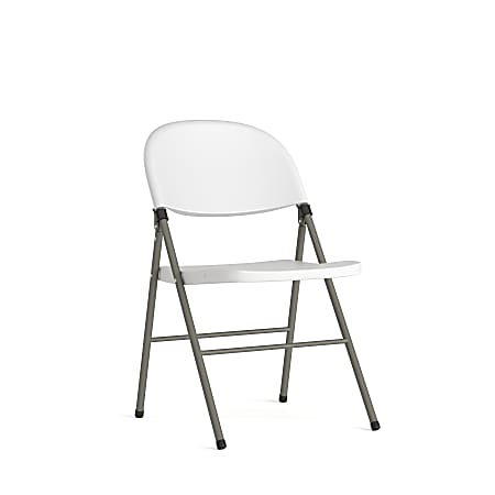 Flash Furniture HERCULES Plastic Folding Chair, White/Gray