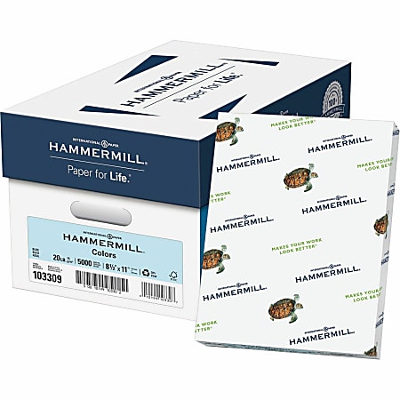 Hammermill® Multi-Use Color Copier Paper, Letter Size (8 1/2" x 11"), Case Of 5000 Sheets, 20 Lb, Blue
