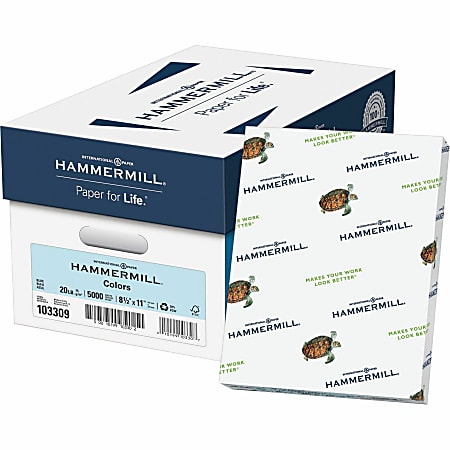 Hammermill® Multi-Use Color Copy Paper, 10 Reams, Blue, Letter (8.5" x 11"), 5000 Sheets Per Case, 20 Lb