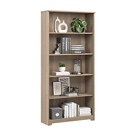 Bush Home Cabot Tall 5 Shelf Bookcase, Ash Gray, Standard Delivery