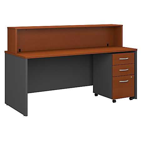 Bush Business Furniture Components 72"W x 30"D Reception Desk With Mobile File Cabinet, Auburn Maple/Graphite Gray, Standard Delivery