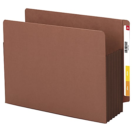 Smead® Extra-Wide Redrope End-Tab File Pocket With Dark Brown Tyvek® Gusset, Extra-Wide Letter Size, 5 1/4" Expansion, 30% Recycled