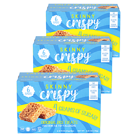 Skinny Crispy Rice Treats, Vanilla, 0.78 Oz, 6 Treats Per Pack, Case Of 3 Packs