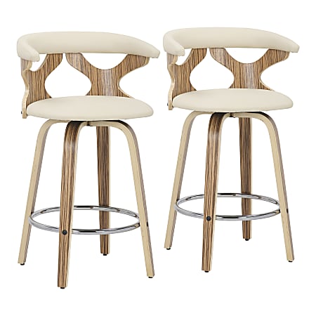 LumiSource Gardenia Counter Stools, Zebra/Cream, Set Of 2 Stools