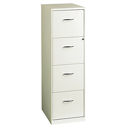 Realspace 18"D 4-Drawer Vertical Letter-Size File Cabinet, Pearl White