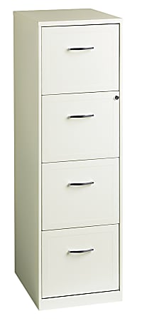 Realspace® 18”D Vertical 4-Drawer File Cabinet, Metal, Pearl White