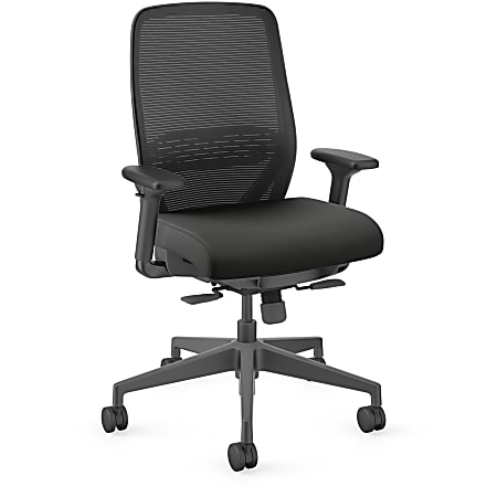 HON Nucleus Task Chair KD - Black Seat Color - Vinyl Seat Material - Black Back Color - Armrest - 1 Each