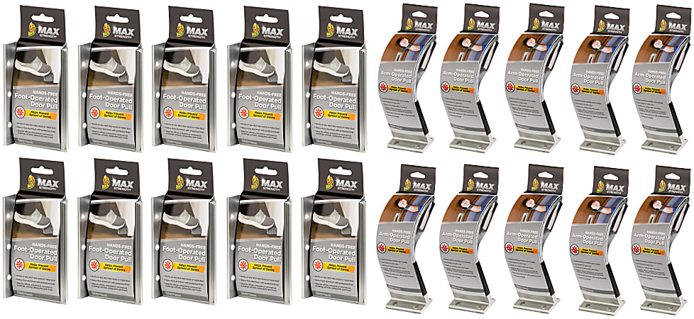 Duck® Brand Max Strength Hands-Free Foot-Operated And Arm-Operated Door Pulls, Set Of 20 Door Pulls