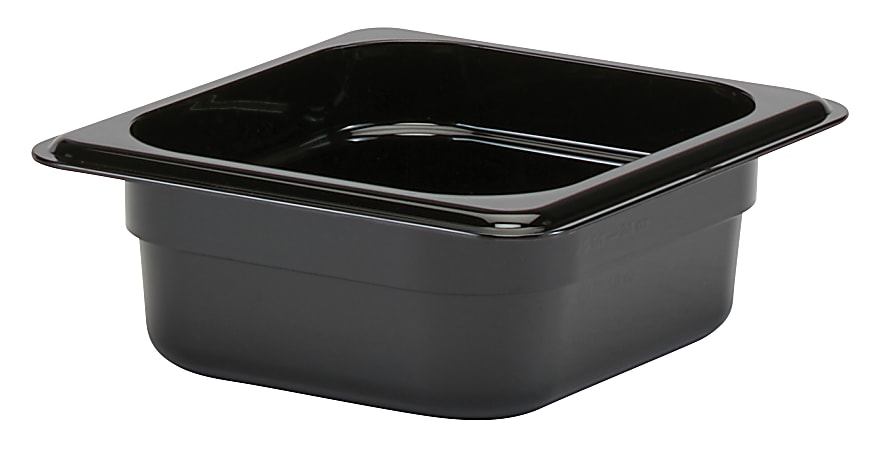 Cambro Camwear GN 1/6 Size 2" Food Pans, 2”H x 6-3/8”W x 7”D, Black, Set Of 6 Pans