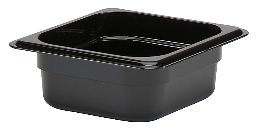 Cambro Camwear GN 1/6 Size 2" Food Pans, 2”H x 6-3/8”W x 7”D, Black, Set Of 6 Pans