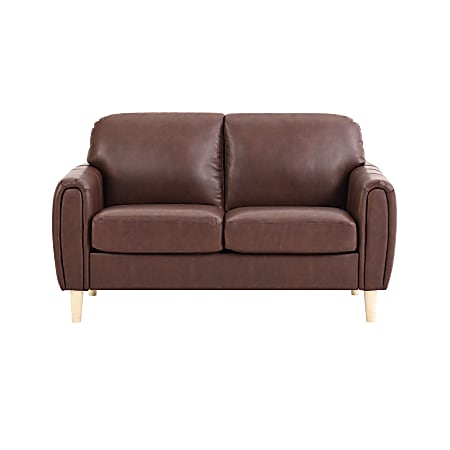 Lifestyle Solutions Lachlan Faux Leather Loveseat, 33-7/8"H x 58-1/3"W x 33-1/5"D, Brown/Natural