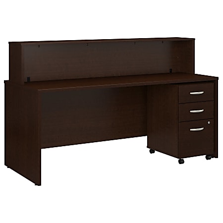 Bush Business Furniture Components 72"W x 30"D Reception Desk With Mobile File Cabinet, Mocha Cherry, Standard Delivery