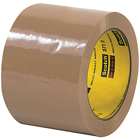 3M™ 371 Carton Sealing Tape, 3" Core, 3" x 55 Yd., Tan, Case Of 6