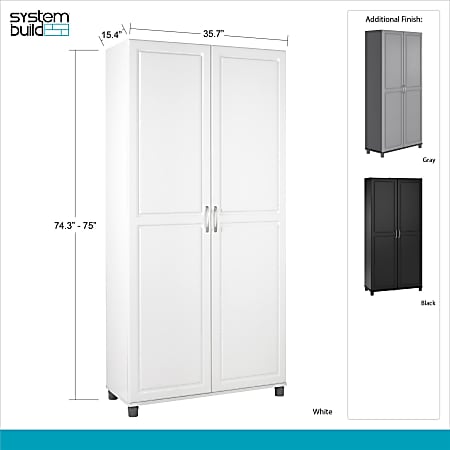 Ameriwood Home SystemBuild Kendall Storage Cabinet 2 Drawers 3 Shelves  White - Office Depot