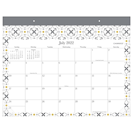 Cambridge® Della Academic Monthly Desk Calendar, 21-3/4 x 17”, July 2022 To June 2023, 1618-704A