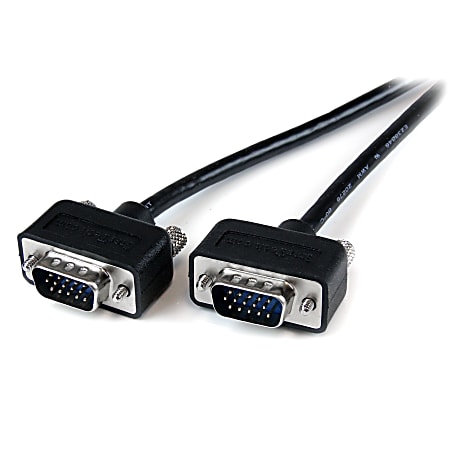 StarTech.com Thin Coax High Res VGA Monitor Cable with LP Connectors - SVGA - Low Profile Connectors - HD15 (M) - HD15(M) - HD-15 Male - HD-15 Male - 15ft - Black