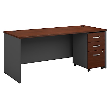 Bush Business Furniture Components 72"W Office Computer Desk With Mobile File Cabinet, Hansen Cherry/Graphite Gray, Standard Delivery
