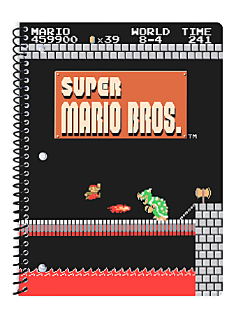 Innovative Designs Licensed Notebook, 11” x 8-1/2”, 1 Subject, Wide Ruled, 70 Sheets, Super Mario Brothers