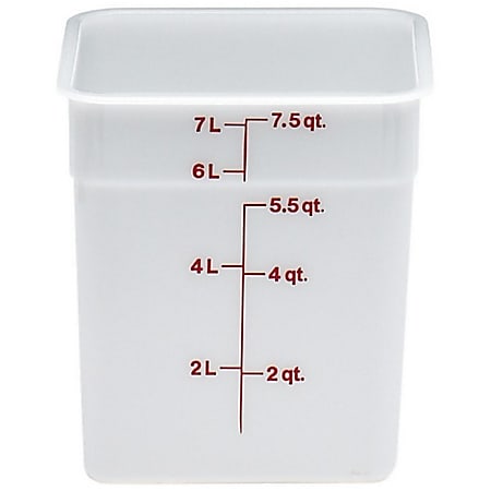 Cambro CamSquare Food Storage Container, 8 Quart, 9" x 1" x 8", White