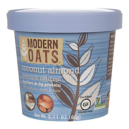 Modern Oats Premium Oatmeal Cups, Coconut Almond, 2.11 Oz, Pack Of 12 Cups